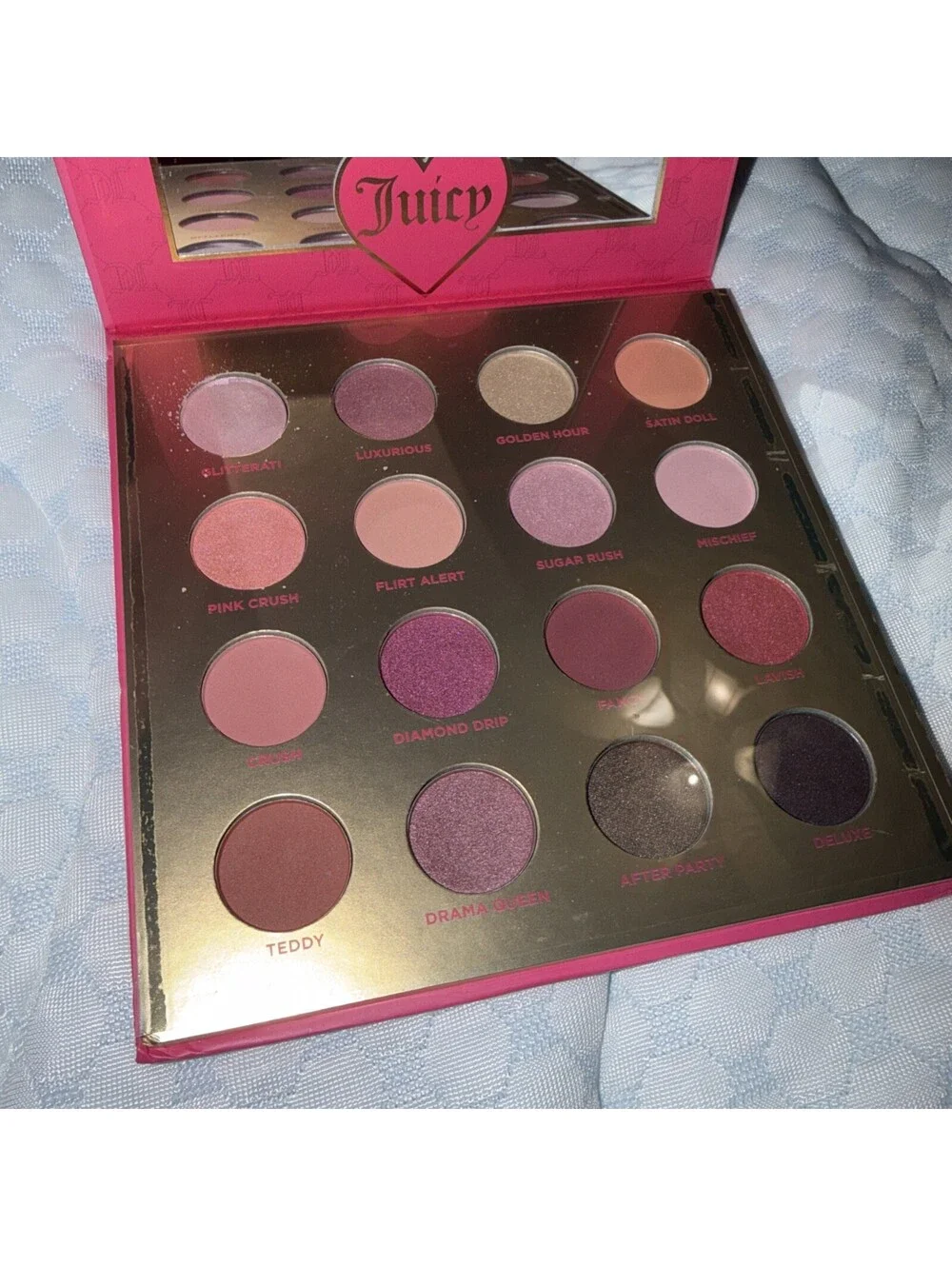 Juicy Couture Rhinestone Eyeshadow Palette Mirror Pink Makeup Collector Gift